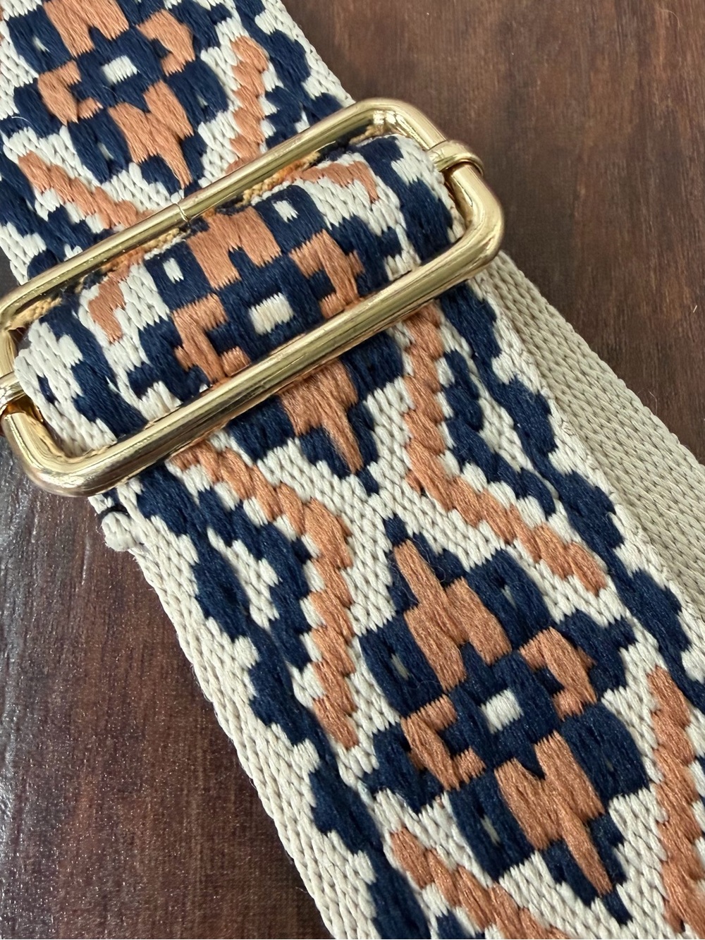 Woven Geometric Purse/Bag Strap in Navy, Ivory, and Tan